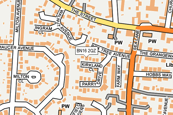 BN16 2QZ map - OS OpenMap – Local (Ordnance Survey)