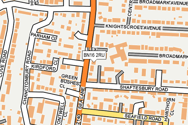 BN16 2RU map - OS OpenMap – Local (Ordnance Survey)