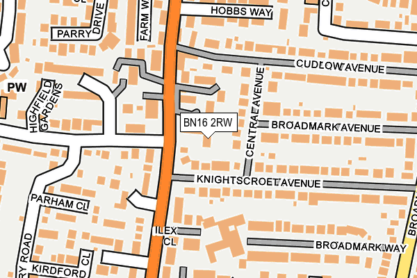 BN16 2RW map - OS OpenMap – Local (Ordnance Survey)