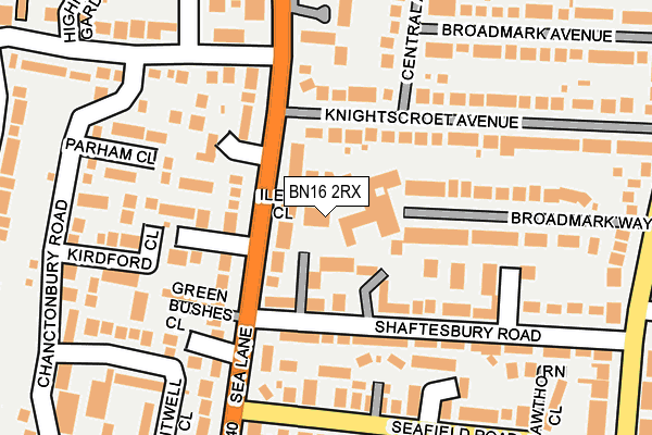 BN16 2RX map - OS OpenMap – Local (Ordnance Survey)