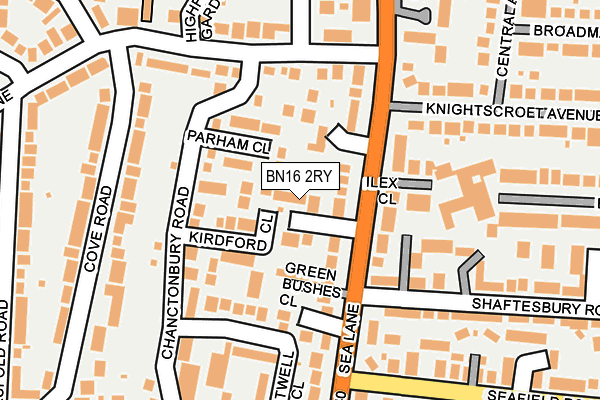 BN16 2RY map - OS OpenMap – Local (Ordnance Survey)