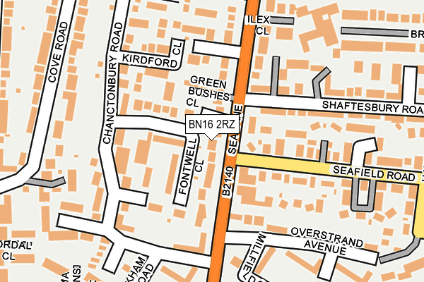 BN16 2RZ map - OS OpenMap – Local (Ordnance Survey)