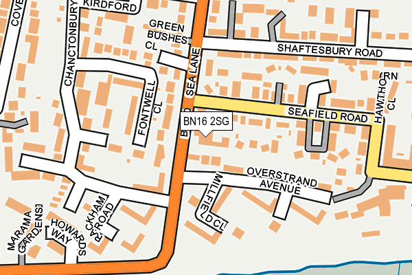 BN16 2SG map - OS OpenMap – Local (Ordnance Survey)