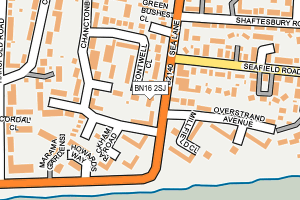 BN16 2SJ map - OS OpenMap – Local (Ordnance Survey)