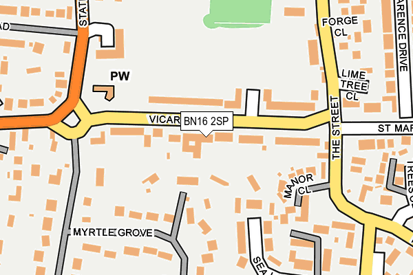 BN16 2SP map - OS OpenMap – Local (Ordnance Survey)