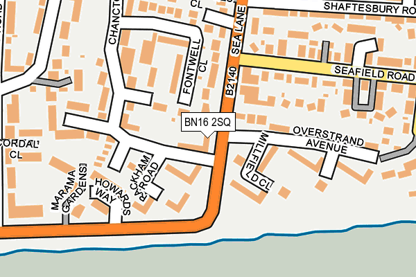 BN16 2SQ map - OS OpenMap – Local (Ordnance Survey)