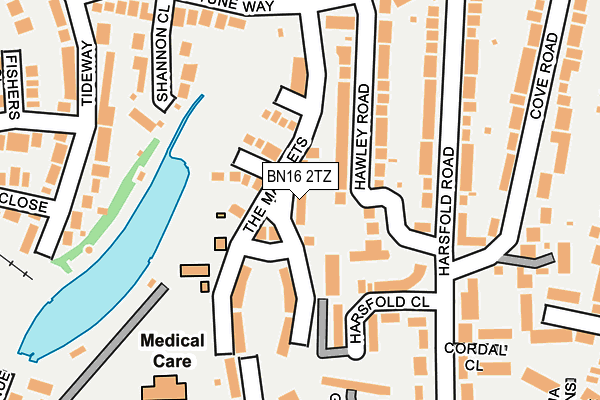 BN16 2TZ map - OS OpenMap – Local (Ordnance Survey)