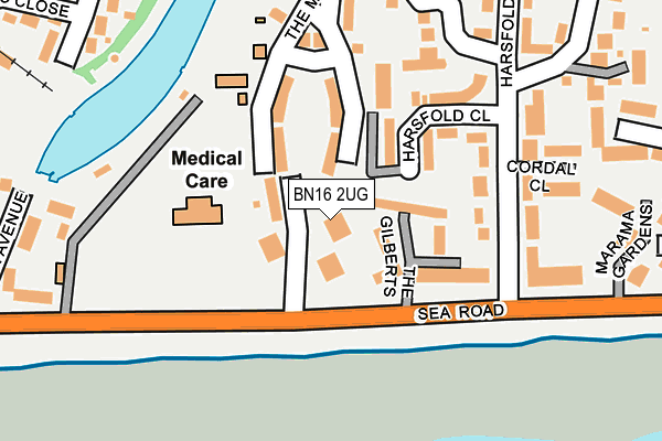 BN16 2UG map - OS OpenMap – Local (Ordnance Survey)