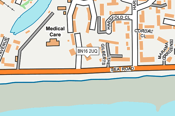 BN16 2UQ map - OS OpenMap – Local (Ordnance Survey)
