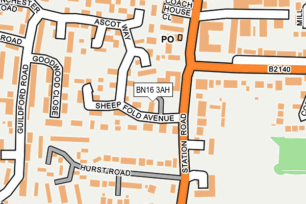 BN16 3AH map - OS OpenMap – Local (Ordnance Survey)