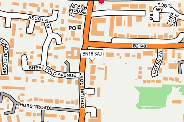 BN16 3AJ map - OS OpenMap – Local (Ordnance Survey)