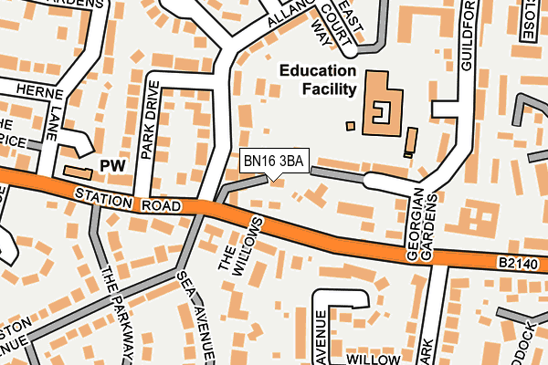 BN16 3BA map - OS OpenMap – Local (Ordnance Survey)