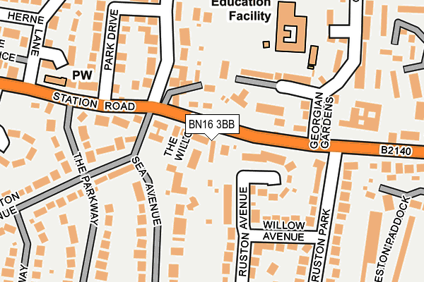 BN16 3BB map - OS OpenMap – Local (Ordnance Survey)