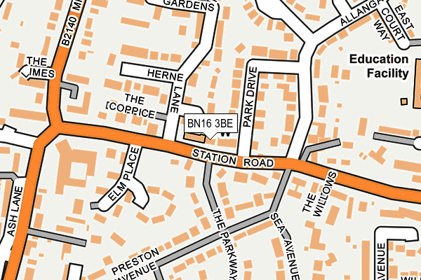 BN16 3BE map - OS OpenMap – Local (Ordnance Survey)