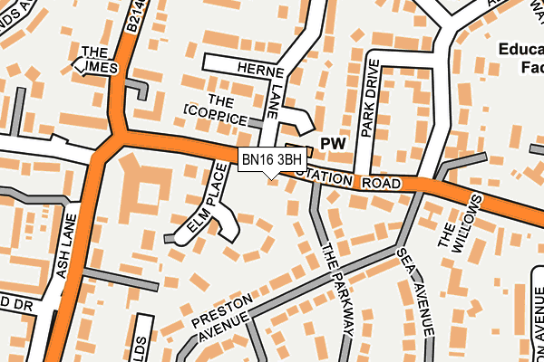 BN16 3BH map - OS OpenMap – Local (Ordnance Survey)
