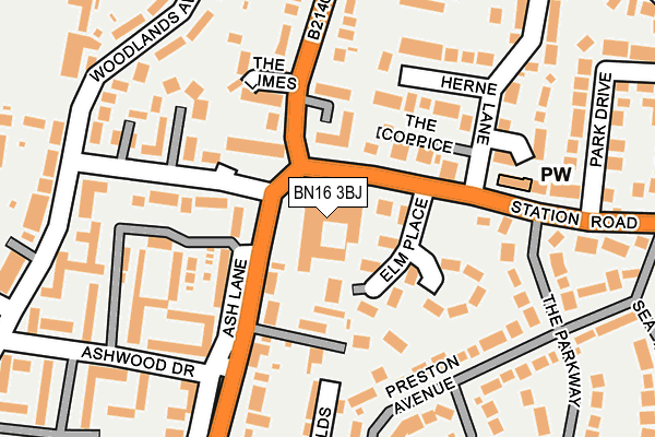 BN16 3BJ map - OS OpenMap – Local (Ordnance Survey)