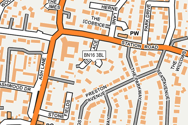 BN16 3BL map - OS OpenMap – Local (Ordnance Survey)