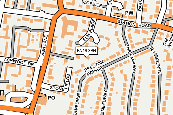 BN16 3BN map - OS OpenMap – Local (Ordnance Survey)