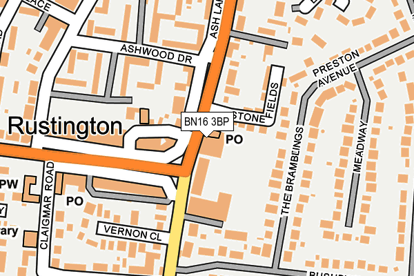 BN16 3BP map - OS OpenMap – Local (Ordnance Survey)