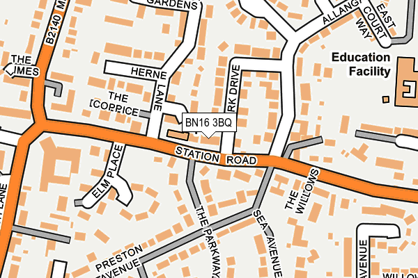 BN16 3BQ map - OS OpenMap – Local (Ordnance Survey)