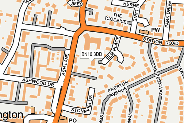 BN16 3DD map - OS OpenMap – Local (Ordnance Survey)