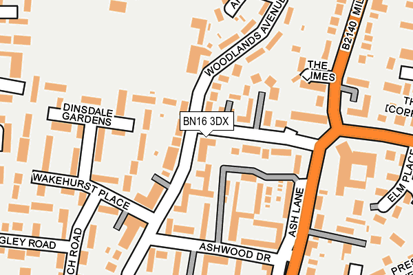 BN16 3DX map - OS OpenMap – Local (Ordnance Survey)