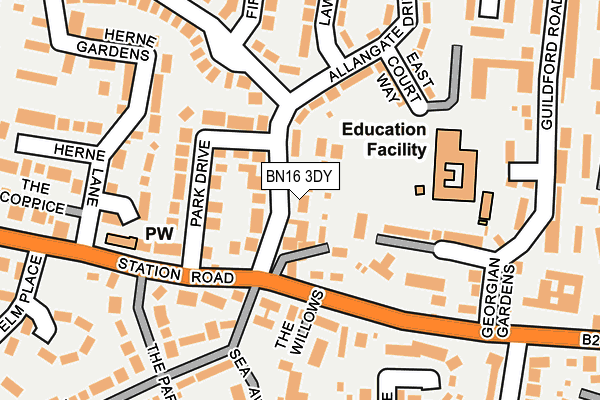 BN16 3DY map - OS OpenMap – Local (Ordnance Survey)