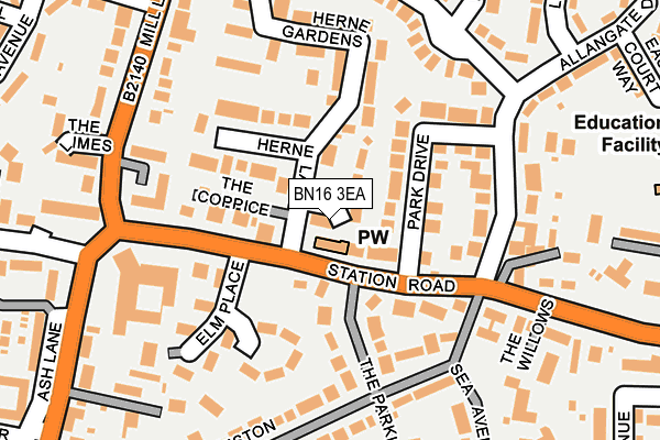 BN16 3EA map - OS OpenMap – Local (Ordnance Survey)