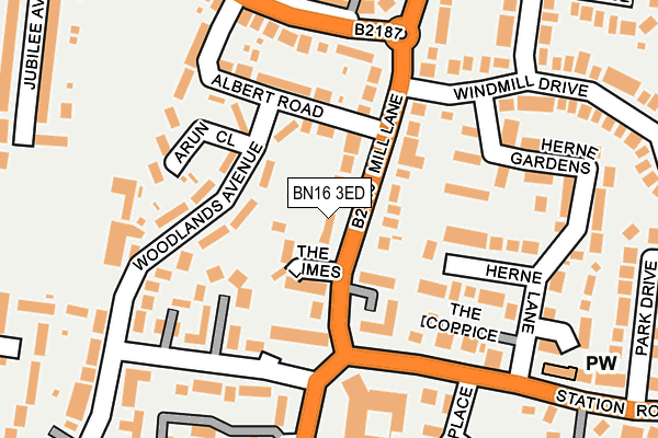 BN16 3ED map - OS OpenMap – Local (Ordnance Survey)