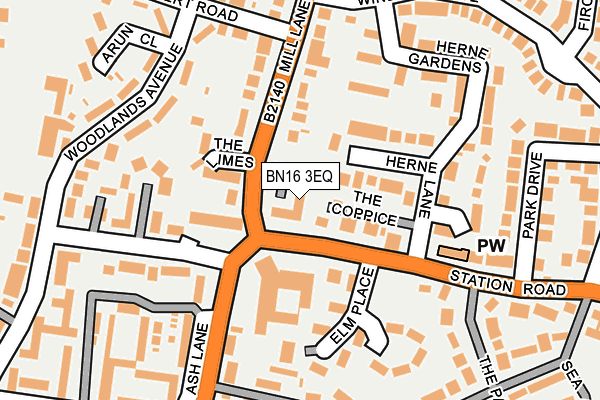 BN16 3EQ map - OS OpenMap – Local (Ordnance Survey)