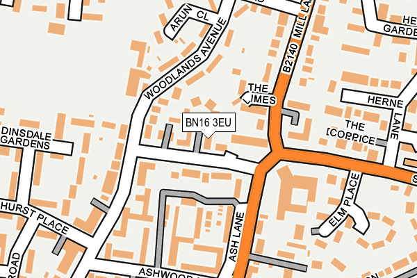 BN16 3EU map - OS OpenMap – Local (Ordnance Survey)