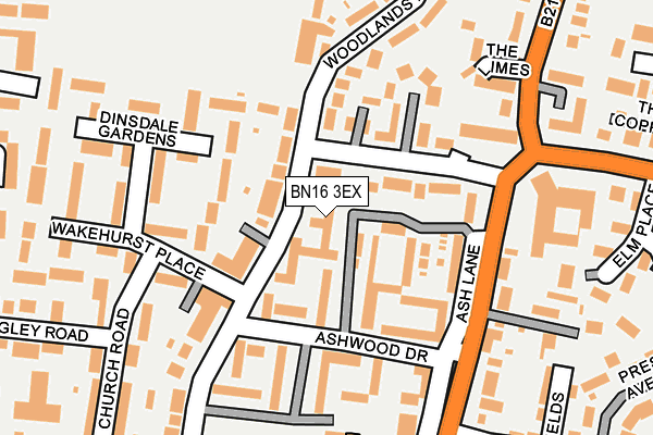 BN16 3EX map - OS OpenMap – Local (Ordnance Survey)