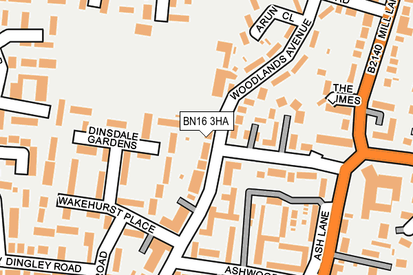 BN16 3HA map - OS OpenMap – Local (Ordnance Survey)