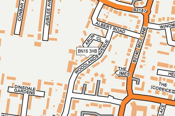 BN16 3HB map - OS OpenMap – Local (Ordnance Survey)