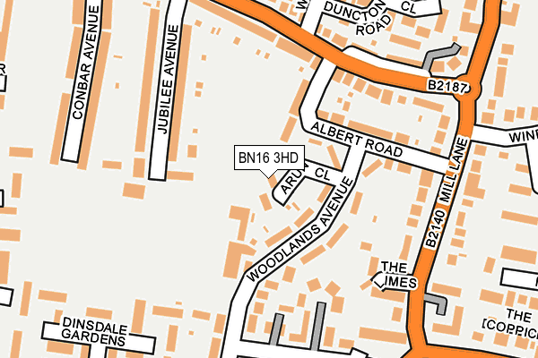 BN16 3HD map - OS OpenMap – Local (Ordnance Survey)