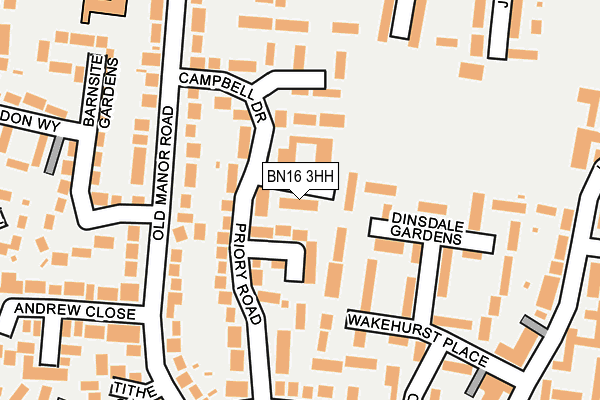 BN16 3HH map - OS OpenMap – Local (Ordnance Survey)