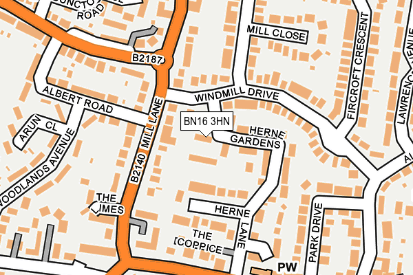 BN16 3HN map - OS OpenMap – Local (Ordnance Survey)