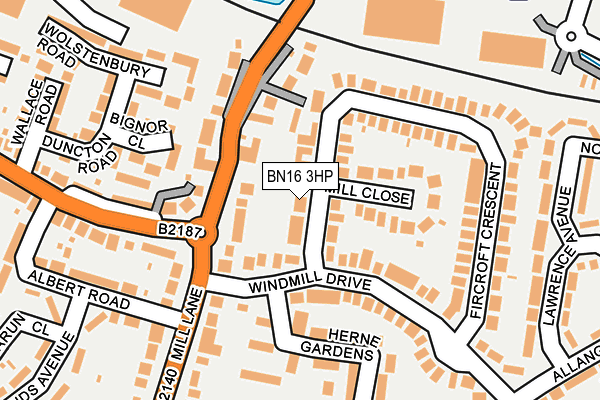 BN16 3HP map - OS OpenMap – Local (Ordnance Survey)