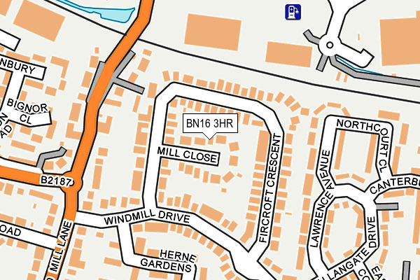 BN16 3HR map - OS OpenMap – Local (Ordnance Survey)