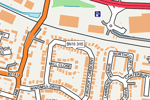 BN16 3HS map - OS OpenMap – Local (Ordnance Survey)