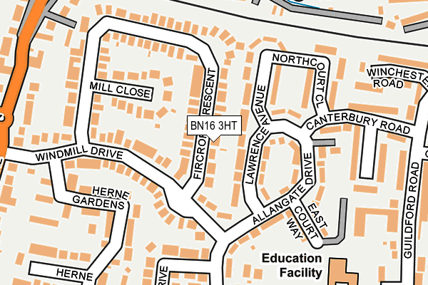BN16 3HT map - OS OpenMap – Local (Ordnance Survey)