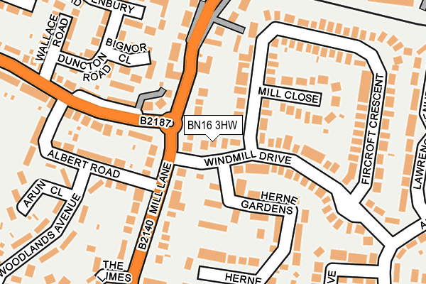 BN16 3HW map - OS OpenMap – Local (Ordnance Survey)