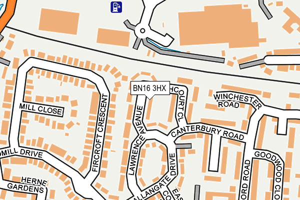 BN16 3HX map - OS OpenMap – Local (Ordnance Survey)