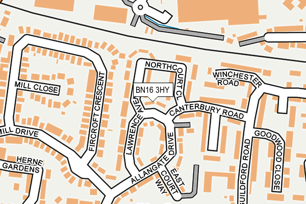BN16 3HY map - OS OpenMap – Local (Ordnance Survey)