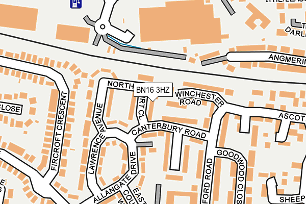 BN16 3HZ map - OS OpenMap – Local (Ordnance Survey)