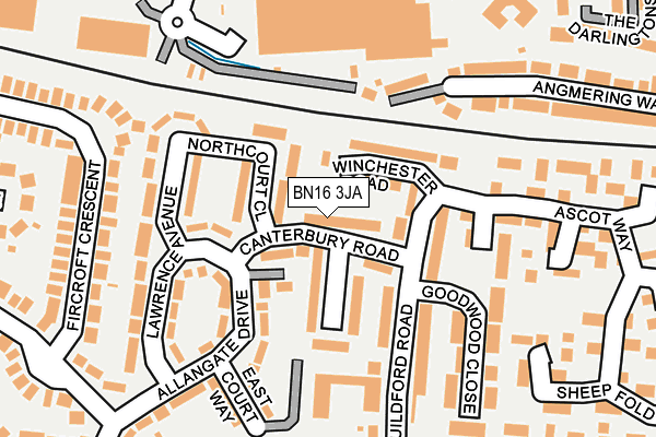 BN16 3JA map - OS OpenMap – Local (Ordnance Survey)