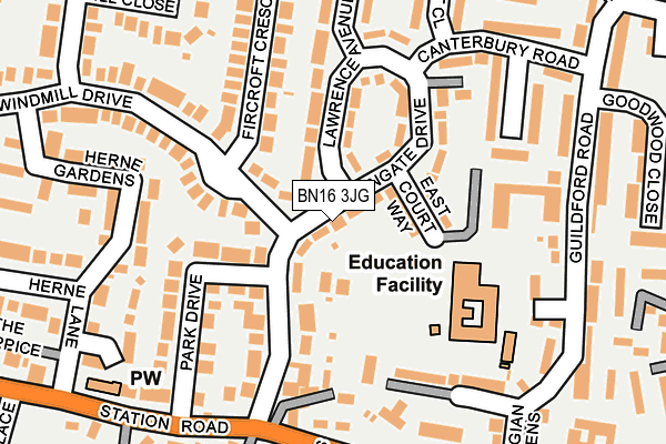 BN16 3JG map - OS OpenMap – Local (Ordnance Survey)