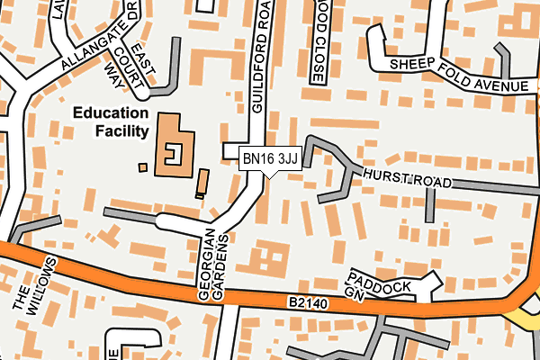 BN16 3JJ map - OS OpenMap – Local (Ordnance Survey)