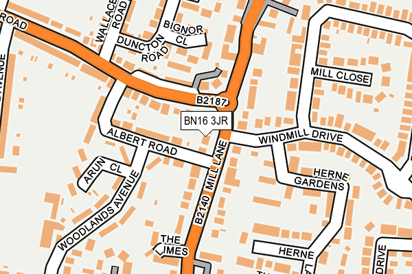 BN16 3JR map - OS OpenMap – Local (Ordnance Survey)
