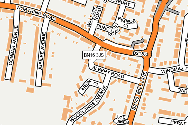 BN16 3JS map - OS OpenMap – Local (Ordnance Survey)